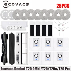 For Ecovacs Deebot T20 OMNI T20e T20 Pro robot vacuum cleaner Main Side Brush Mop Filter Dust Bag Replacement Parts