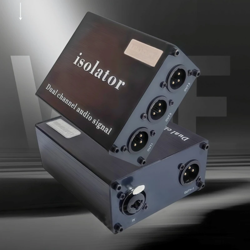 Mixer Routing Auditory Isolator Box with Passive Double Channel Design, Balanced XLR Outputs, and 6.35Mm Input for F19E