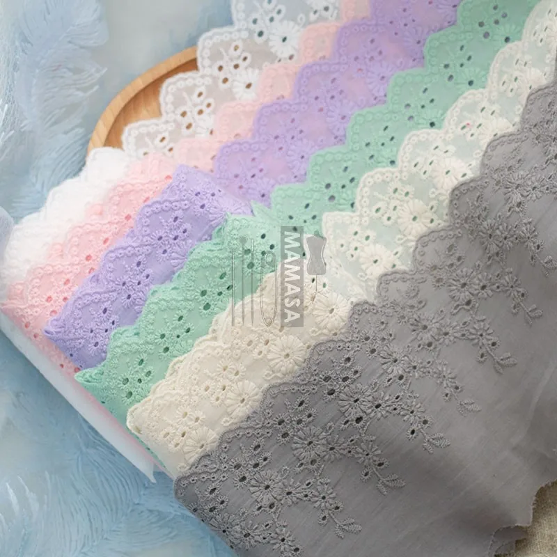 1Yard 100% Cotton Lace Fabric Sewing Guipure Trim Warp DIY Garment Accessories 11CM Wide