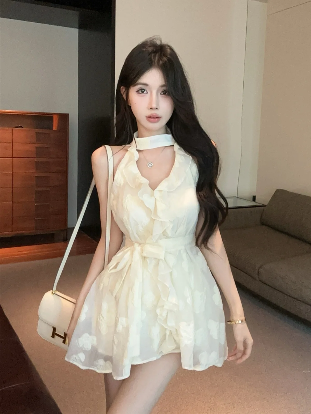 

Стильный женский топ с V-образным вырезом и эффектом тай-дай, А-силуэт, летний, модный, с эффектом похудения, двусторонний, во французском стиле, без рукавов, для прогулок по городу