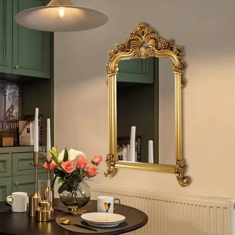 2026 New Bathroom Mirror European Retro Bathroom Mirror Dressing Mirror Home Restaurant Wall Hanging Porch