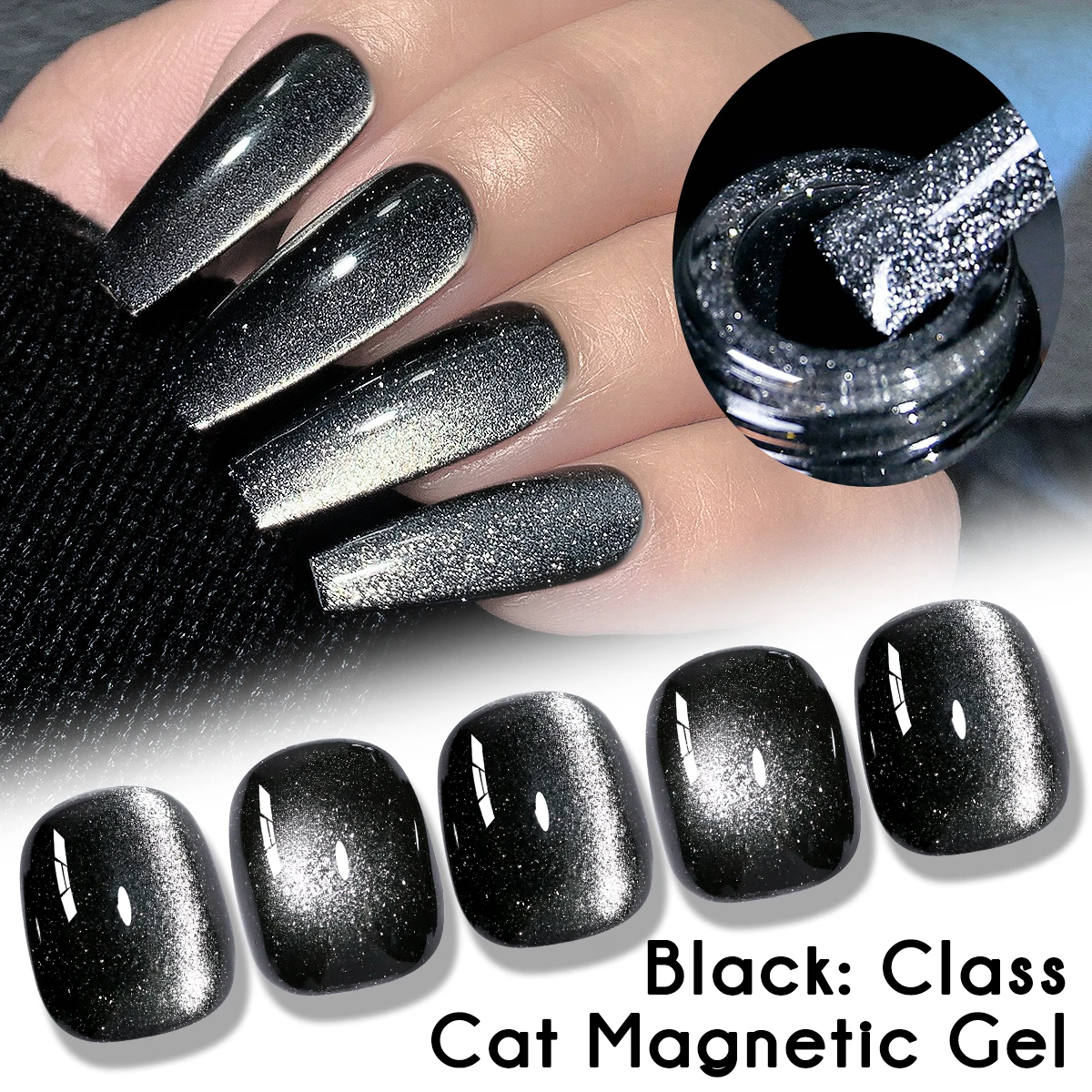 

7.5ML Black Glass Cat Magnetic Gel Nail Polish Punk Glitter Nail Art Manicure Varnis Semi Permanent Soak Off UV LED Gel