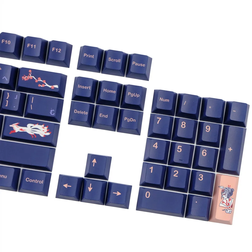 Imagem -04 - Gmk Kitsune Clone Keycap Perfil Cereja Japonês Conjuntos de Tintura-sublimação Pbt Iso Enter para Gk61 Rk87 Teclado Mecânico 142 Teclas