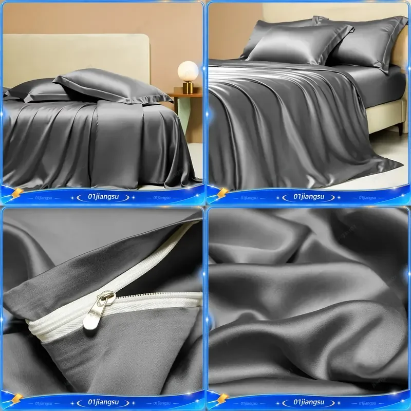 Svetanya Egyptian Cotton Bedding Set Queen King Twin Flat Fitted Sheet Duvet Cover Solid Color Home Textile Soft Comfortable
