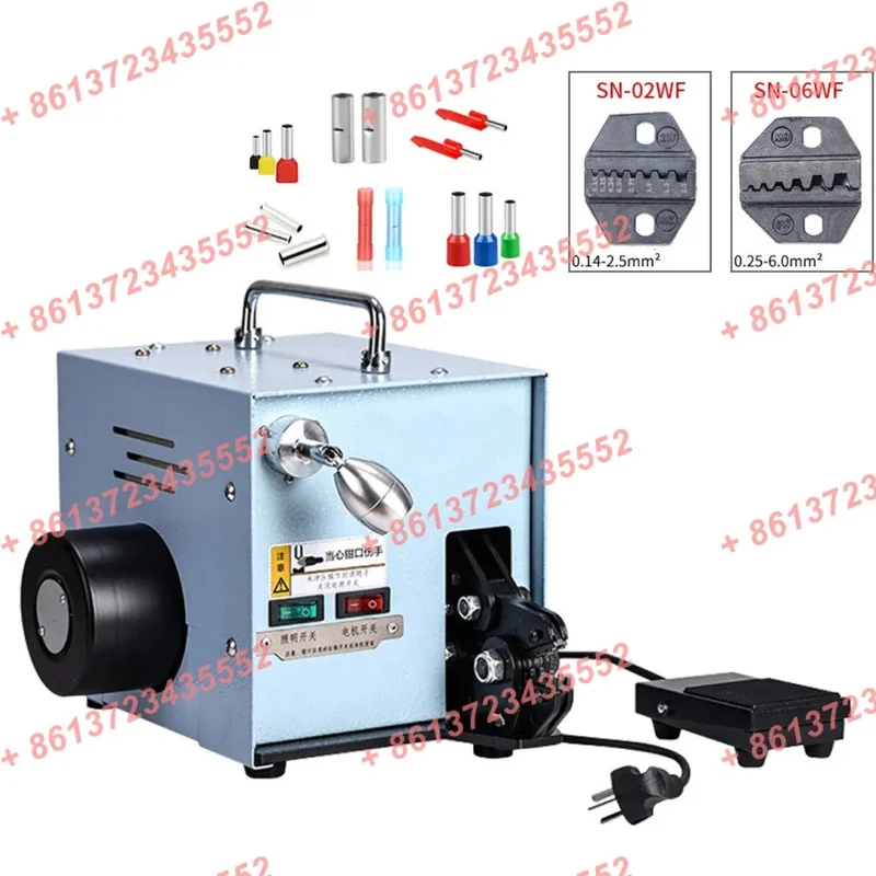 220V Terminal Crimping Machine 60W/220V 50Hz Electric Cold Pressing Terminal Crimper Tools with Exchangeable Die Sets