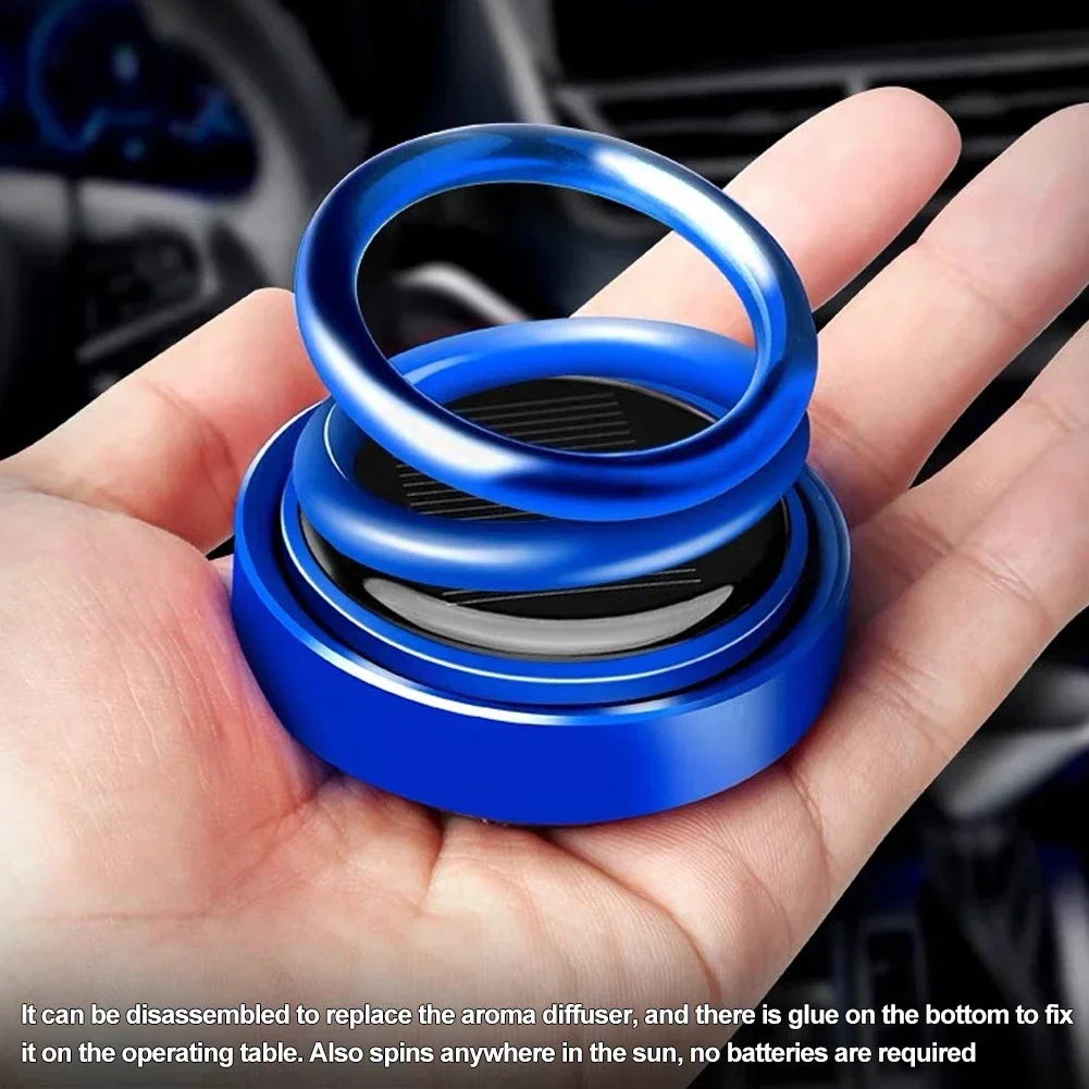 Car Auto Solar Energy Rotating Aromatherapy Air Fresher Double Ring Interior Diffuser For Car Home Decor Accessories