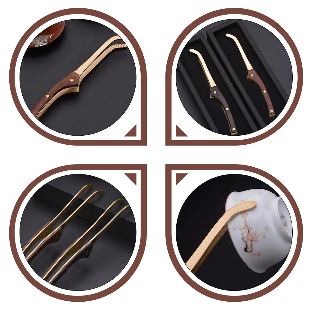 

1pcs Copper Wood Teacup Clip Vintage Household Cup Tong Ergonomic Portable Tea Accessory For Serving Cheese