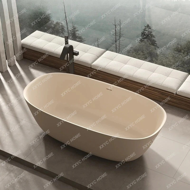 Freestanding artificial stone deep bathtub hotel  home double couple integrated bathtub