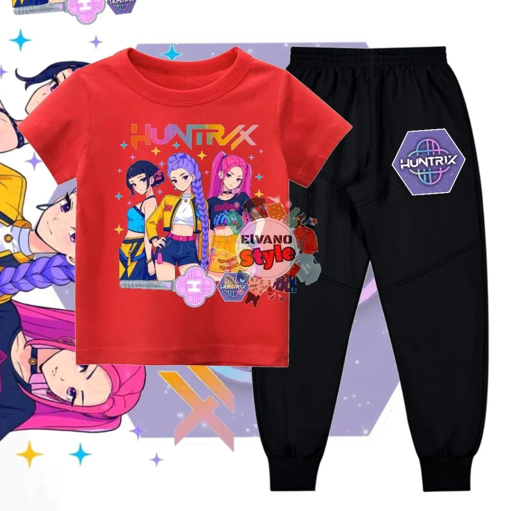 

STELAN BAJU KAOS DAN CELANA JOGER ANAK K-POP DEMON HUNTER HUNTRIX TERBARU