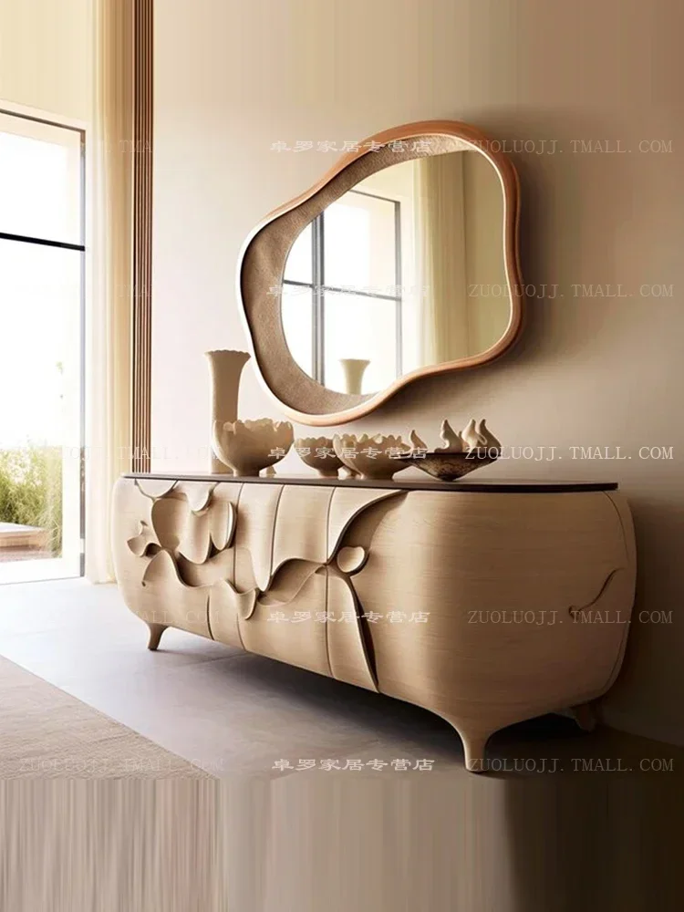 French Cream Wind Entrance Cabinet, Designer Art TV Cabinet