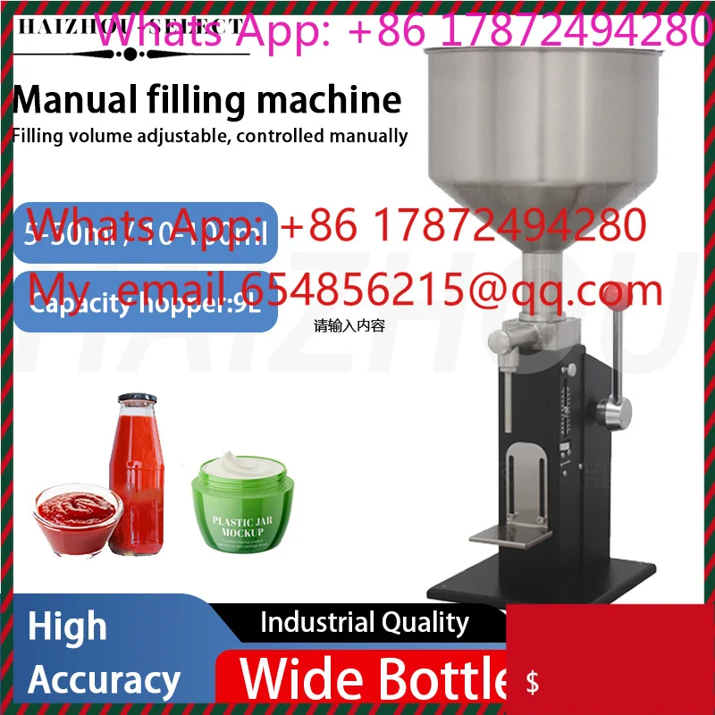 Quantitative Filling Equipment Stainless Steel A03-E, Manual Machine for Liquid Paste Cream Honey Sauce Filling