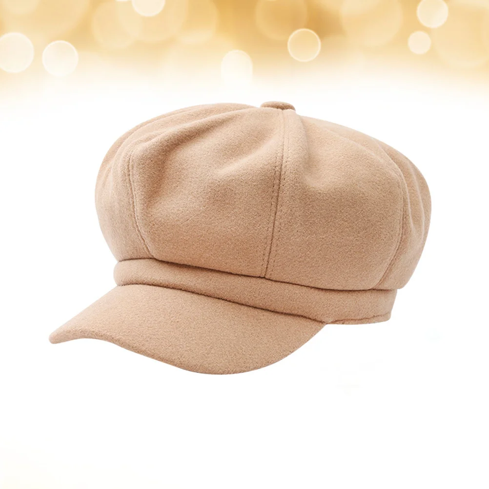 1 قطعة قبعة صوفية مثمنة دافئة خفيفة الوزن عصرية بلغت ذروتها للنساء طوال الموسم للاستخدام الداخلي في الهواء الطلق كاكي #3