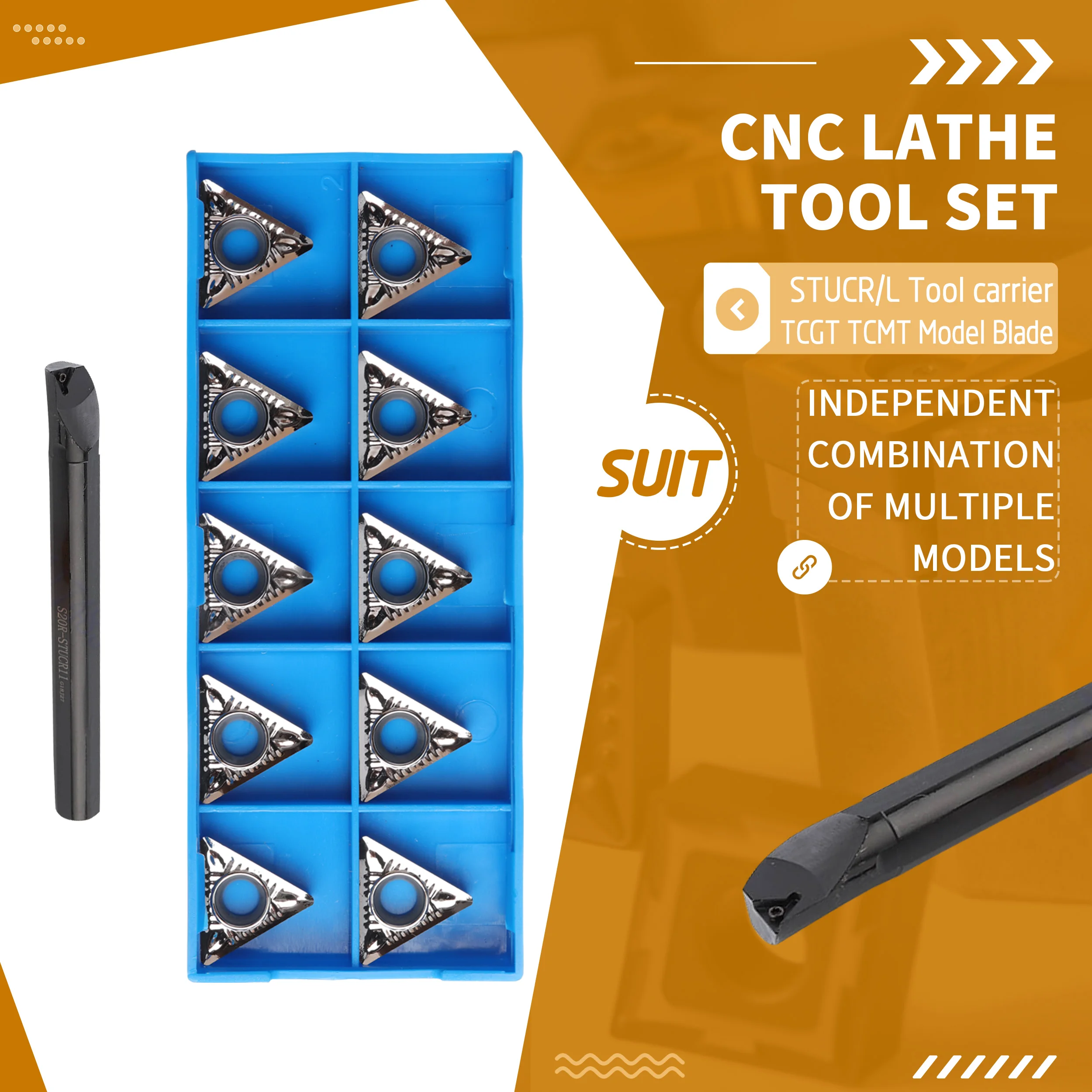 S10K S12M S16Q STUCR11 S20R STUCL CNC Lathe Internal Turning Tools Holder +10Pc TCMT1102 Machine Carbide insert Steel Processing