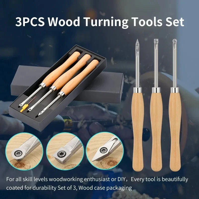 XCAN 3pcs Wood Lathe Turning Tool Set with Carbide Insert Woodworking Lathe Tools