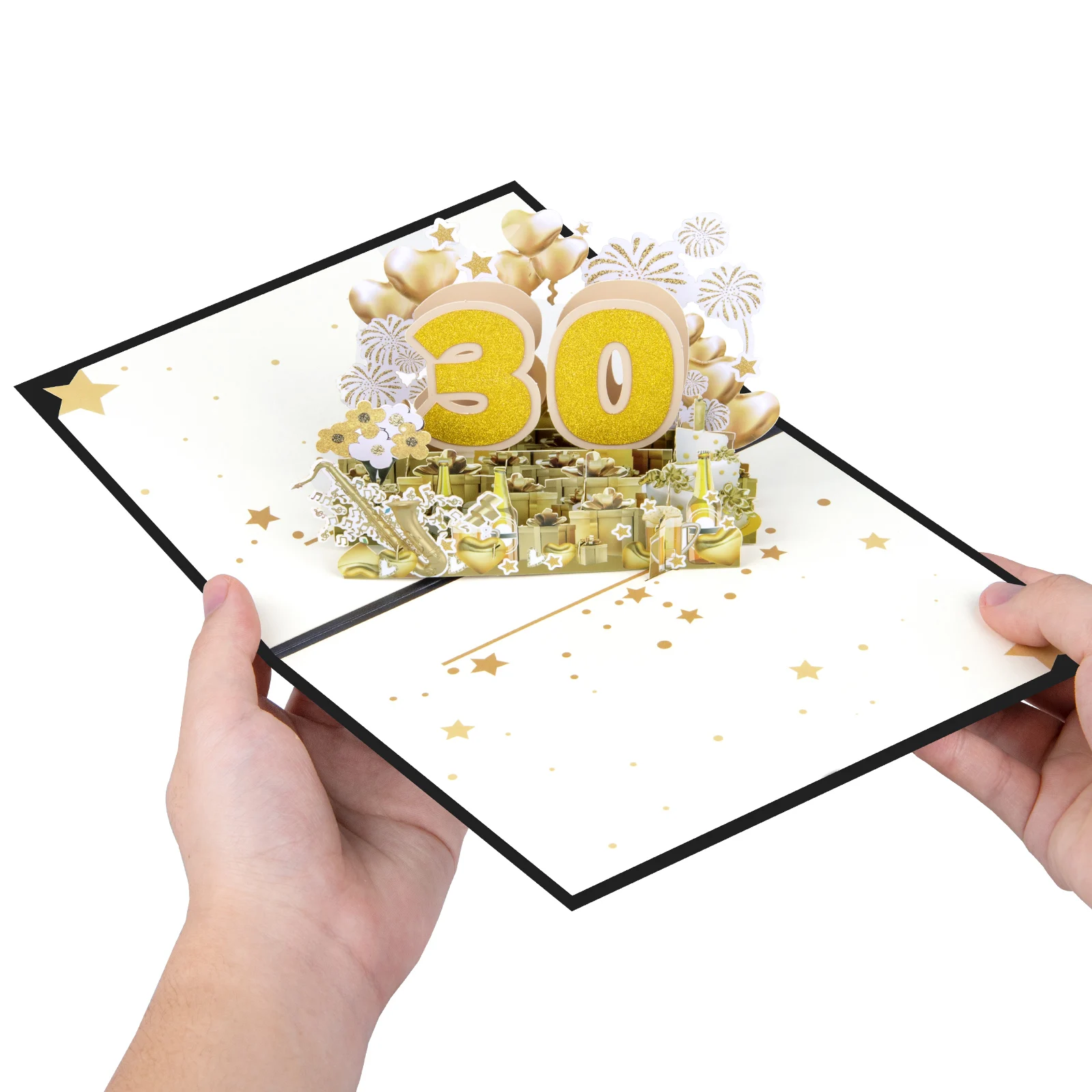 1-100 بطاقة الذكرى المنبثقة - بطاقة تهنئة للاحتفال باللون الذهبي ثلاثي الأبعاد لعيد الميلاد أو الزفاف أو الذكرى السنوية التجارية