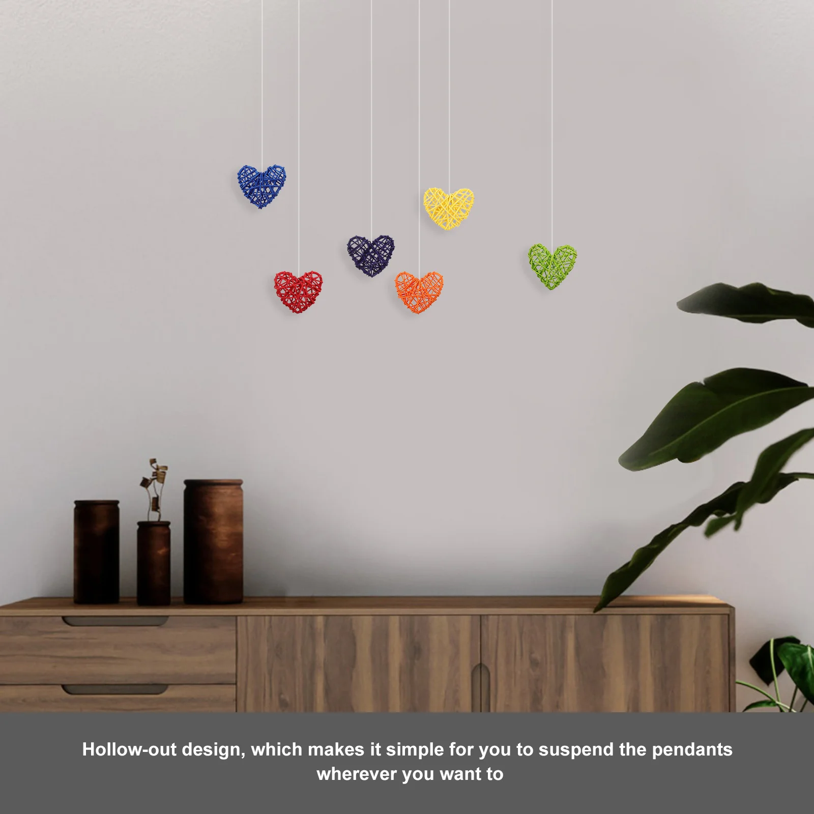 

30Pcs Heart Shape Rattan Woven Balls Hollow Hanging Ornaments Lightweight Party Decor Wedding Room Decoration DIY Craft
