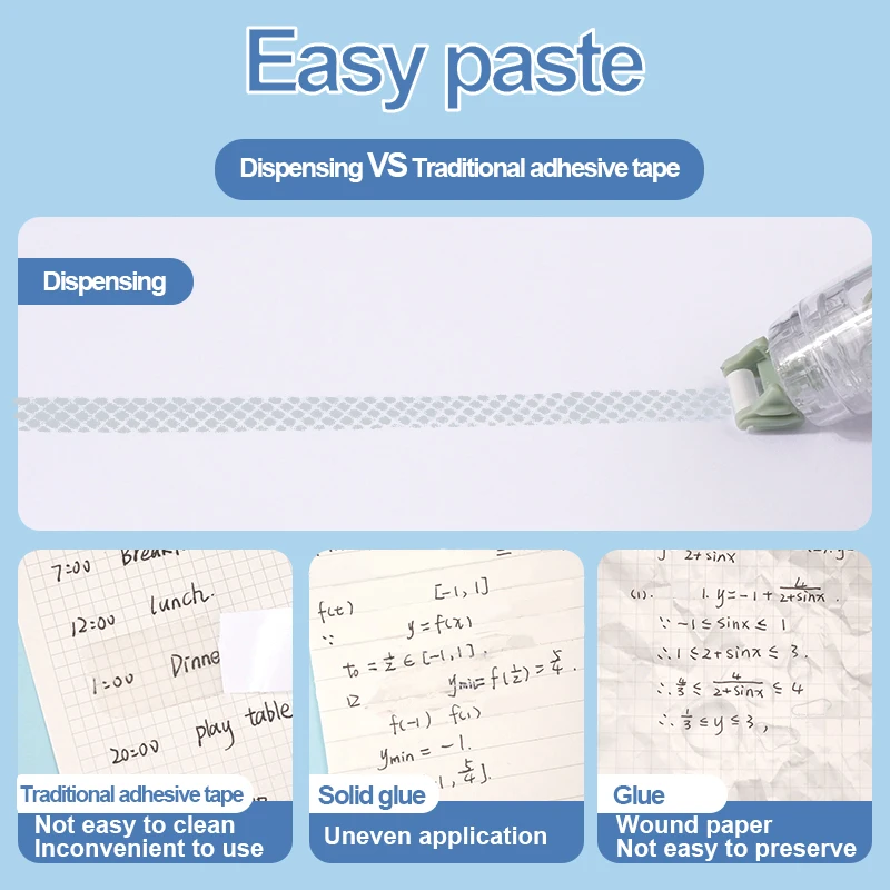 1 body+3 replaceable cores+1 cute sticker, double-sided tape - suitable for schools, offices, and scrapbooks