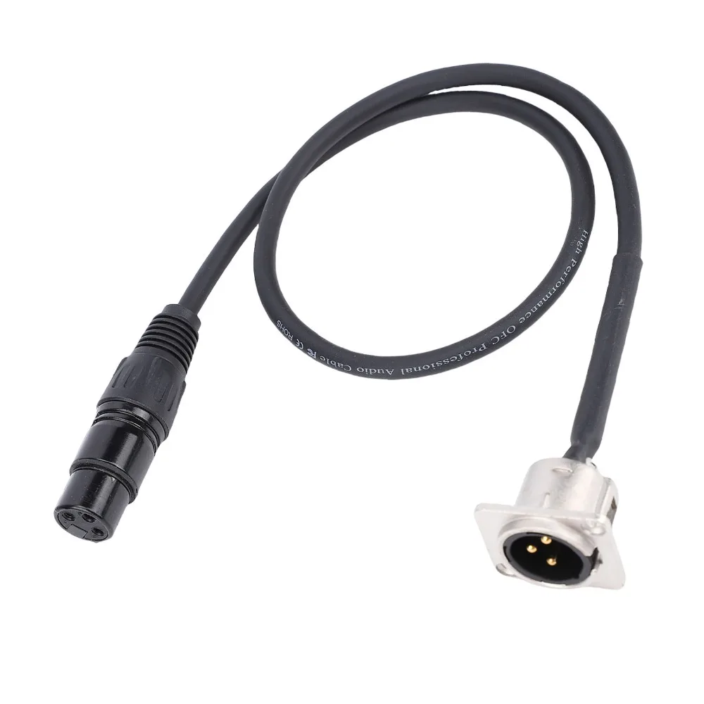 

2 шт. Профессиональные 3-контактные XLR-кабели-переходники типа D, 2 фута, с панельным креплением (штекер) на гнездо (гнездовой разъем), патч-корд XLR