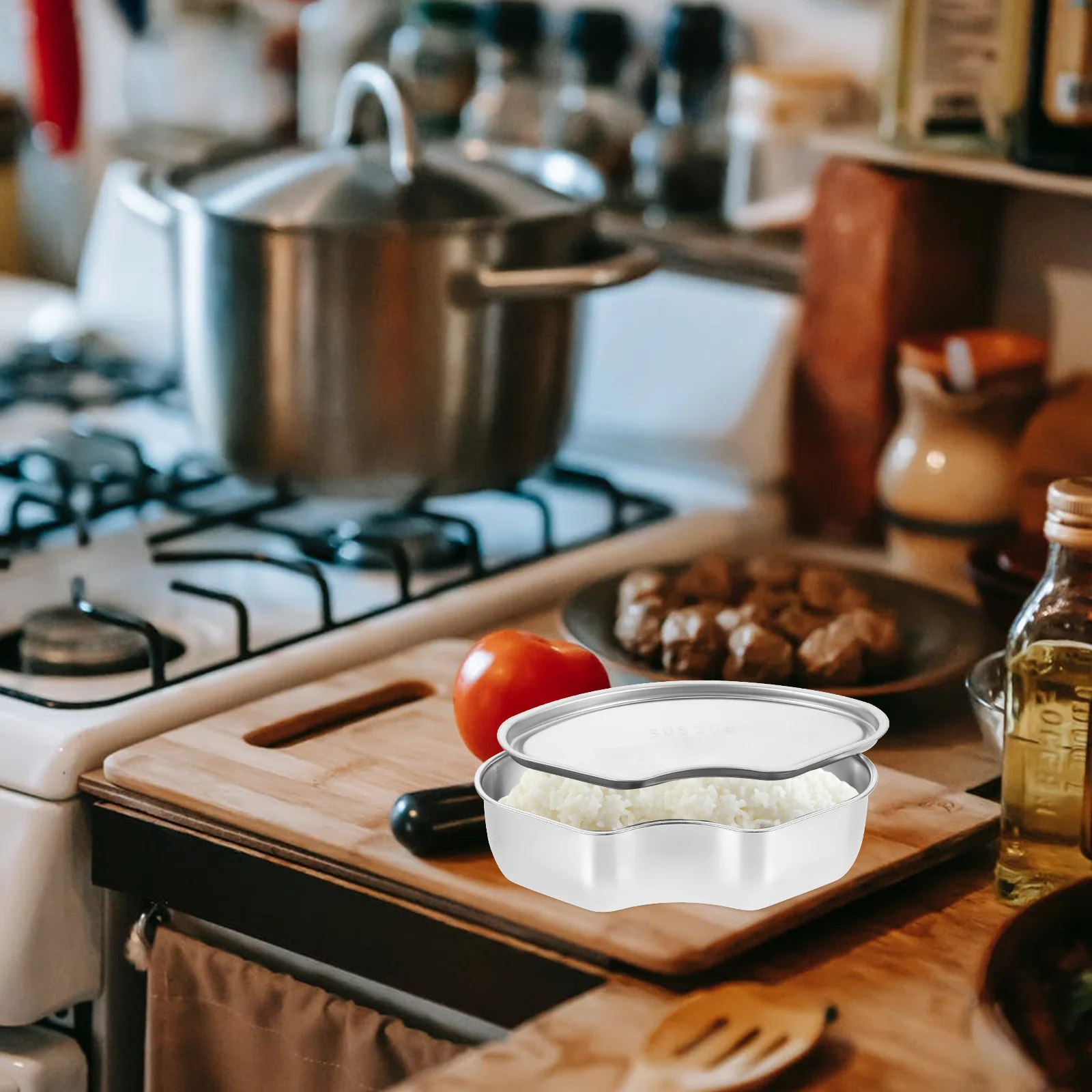 1pc Stainless Steel Steamer Box Round Stackable Food Steaming Cooker Steamer Tray Compact Light Weight Practical Kitchen