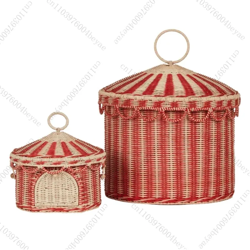 

Rattan storage basket woven household sundries finishing box