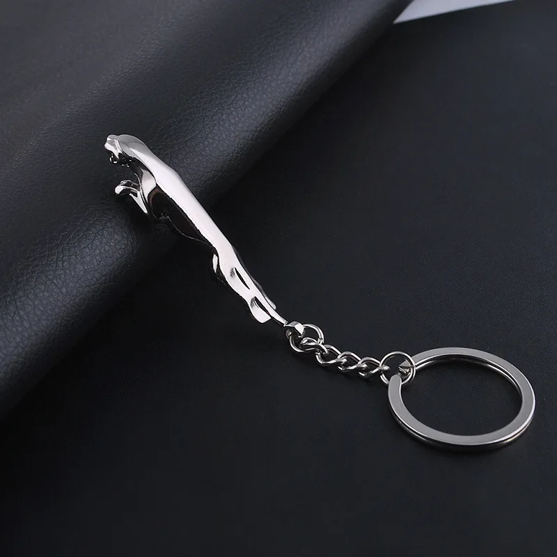 New Classic Silver Color Stainless Steel Leopard Keychain Car Keyrings Fine Bag Key Chains Two Types Creative Jewelry Gifts