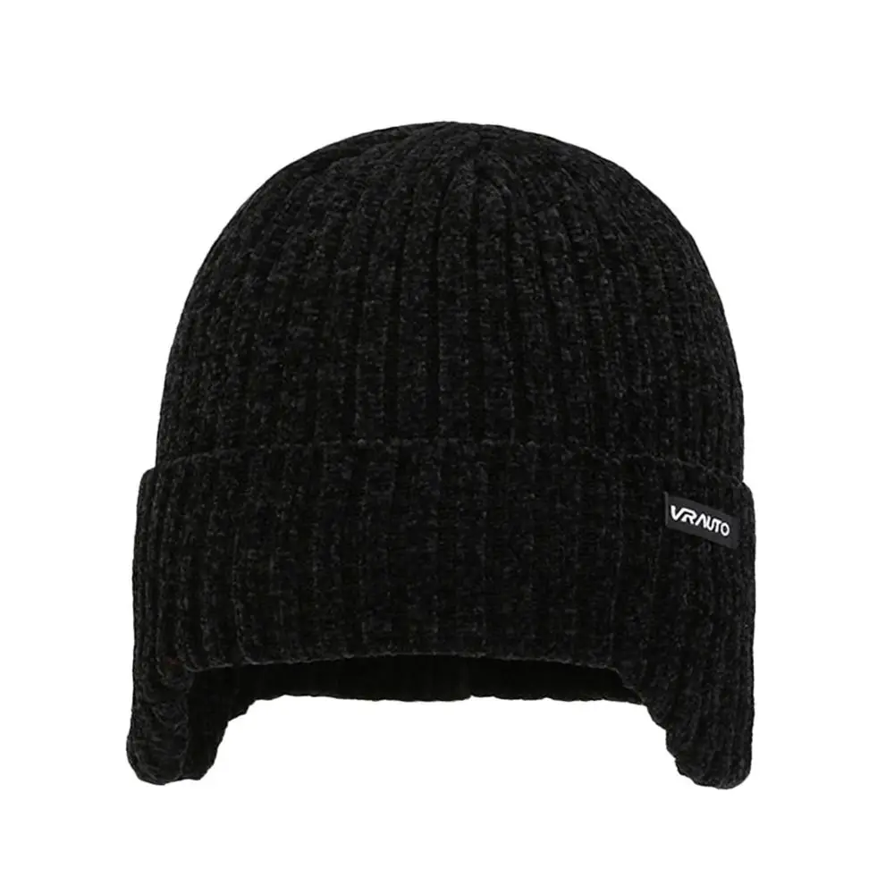 Winter Soft Knitted Hat Fleece-Lined Windproof Ear Protection Cap Thick Warm Beanies Hat Men