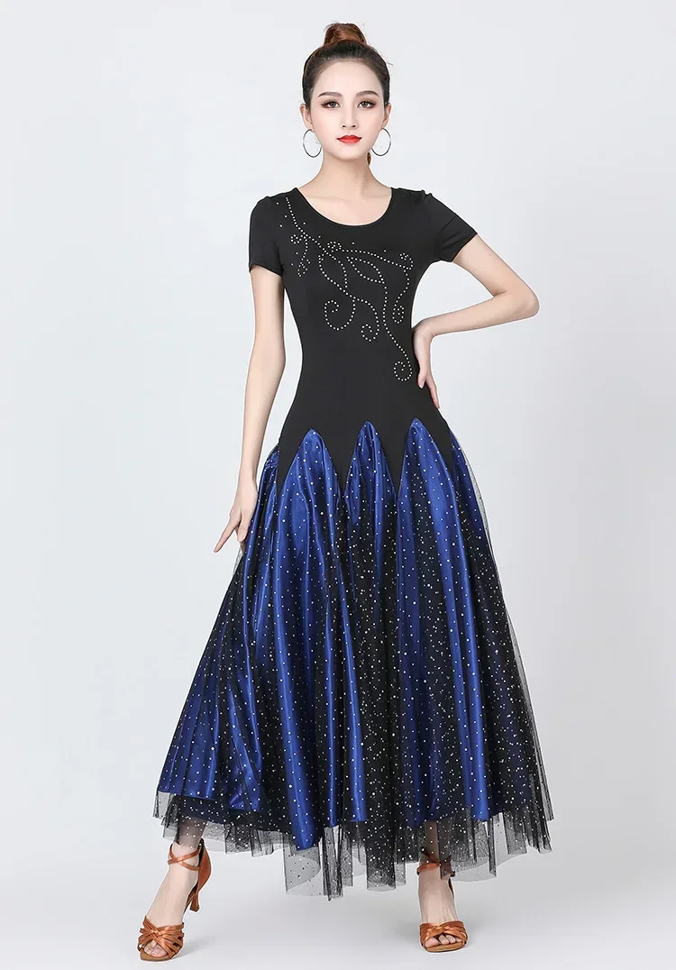 

Платье для бальных танцев, женское фиолетовое стандартное танцевальное платье с короткими рукавами, женский костюм для бальных танцев для вальса