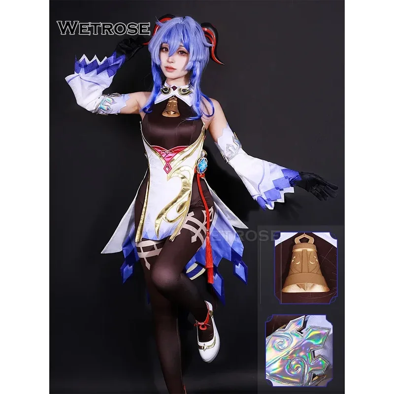 ZA01 【Wetrose】en Stock disfraz de Cosplay Ganyu SSR Genshin Impact Gan Yu conjunto completo peluca zapatos HalloZa0 @