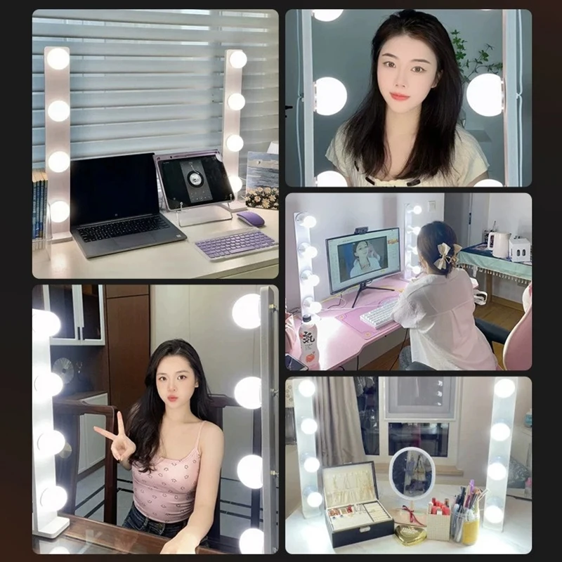 LED Bulb Mirror Headlight Portable USB Plug Bulb Ring Lamp Fill Light Makeup Light Makeup Video Live Studio Mirror Dressing Lamp