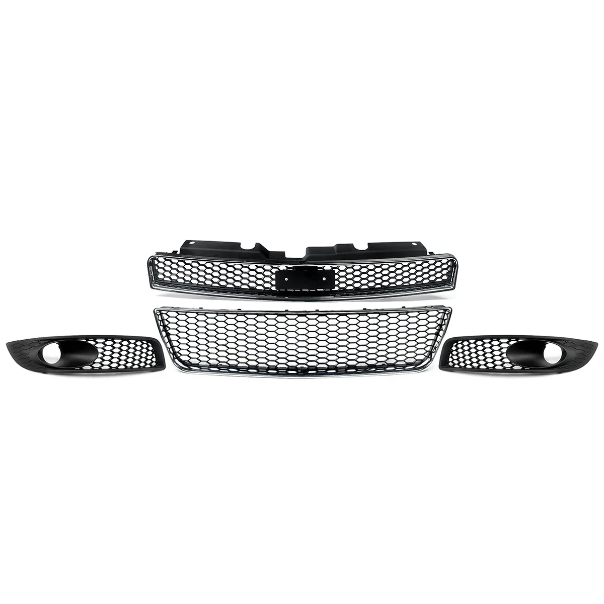 

A Set Front Grille+Fog Light Grill Cover For Chevrolet Impala Sedan 2006-2013 4x Chrome+Black Hight Quality ABS Car Accessories