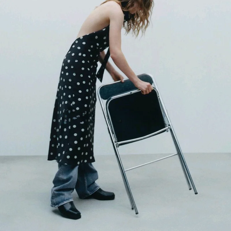 Outono nova chegada feminina dr com nó lua padrão cetim textura casual sle x versão sem sve fibra de poliéster