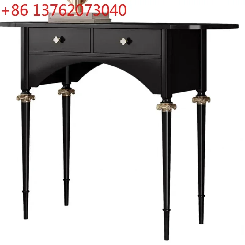 French retro entrance table American four-leaf clover entrance cabinet light luxury solid wood sofa side cabinet6220