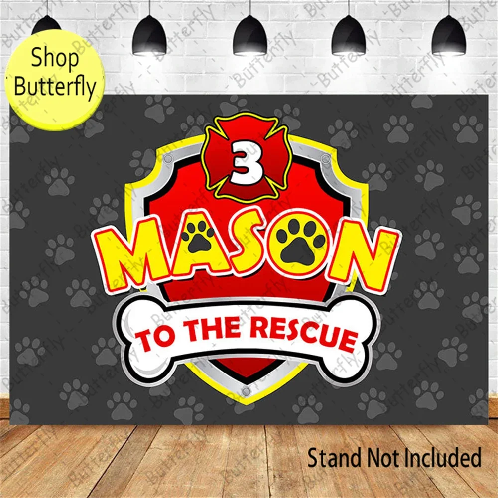 Marshall Chase Rescue Fire Dog Paw Patrol Captain Ryde Everest Skye Backdrop Boys Birthday Party Baby Shower Background Banner