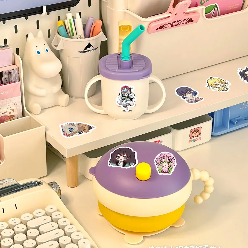 103 piezas versión Q Demon Slayer pegatinas para garabatos Anime accesorios mixtos para equipaje cuaderno Bullet Journal calcomanías