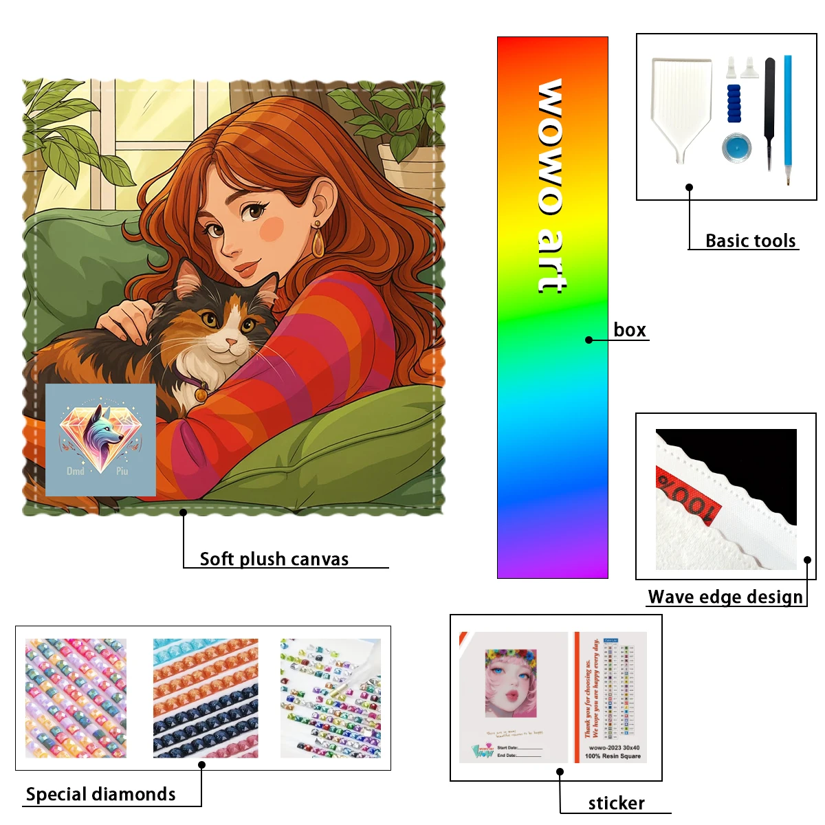 

【Piu Diamond Art】Hora del abrazo felino 100% resin FD+ab+cr Diamond Stamping Kit Perfect Masterpiece worth Buying