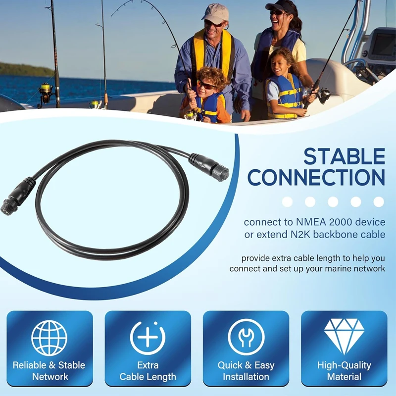 Boat Extension Cable 1 Meter (3FT 3 Inches) or  NMEA 2000 (N2K) Backbone, Drop for Lowrance Simrad B&G Navico Garmin Networks
