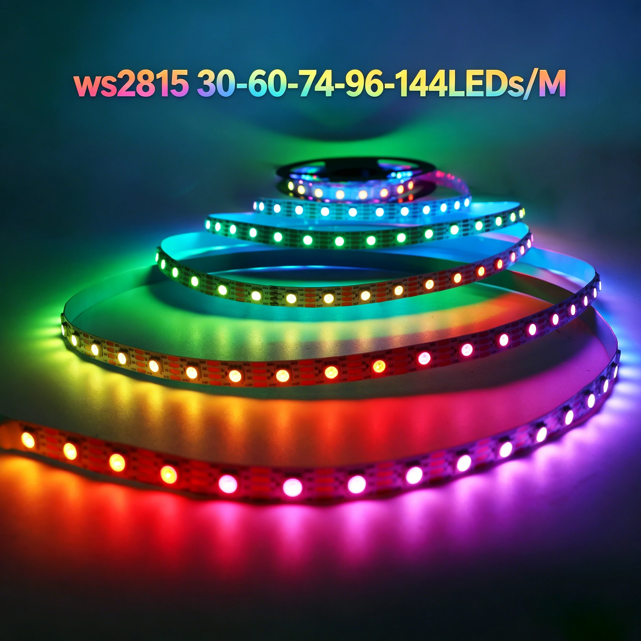 WS2815 Smart RGB LED Strip Lights 1M-5M Length 30/60/96/144 LEDs/m Individually Addressable IC Strip IP30 IP65 Full Color Light