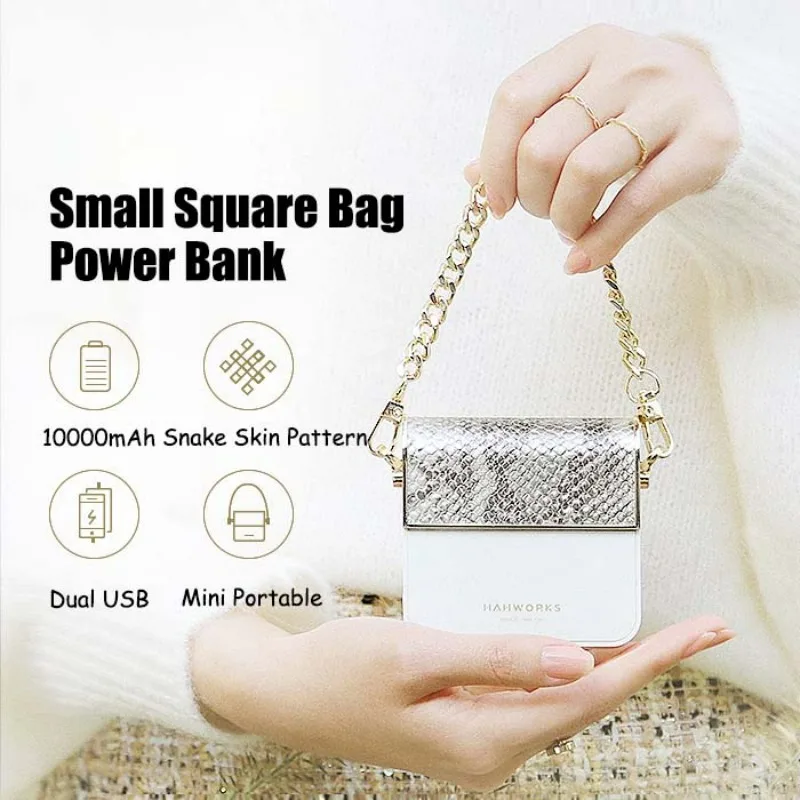 2024 New Hand Bag Usb Power Bank 10000mah Large Capacity Portable Creative Phone Powerbanks for Women Girls Gift