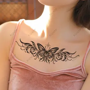 Waterproof Temporary Tattoo Sticker Sexy Butterfly Cane Vine Lady Chest Back Body Art Flash Tatoo Fake Tatto for Woman Men