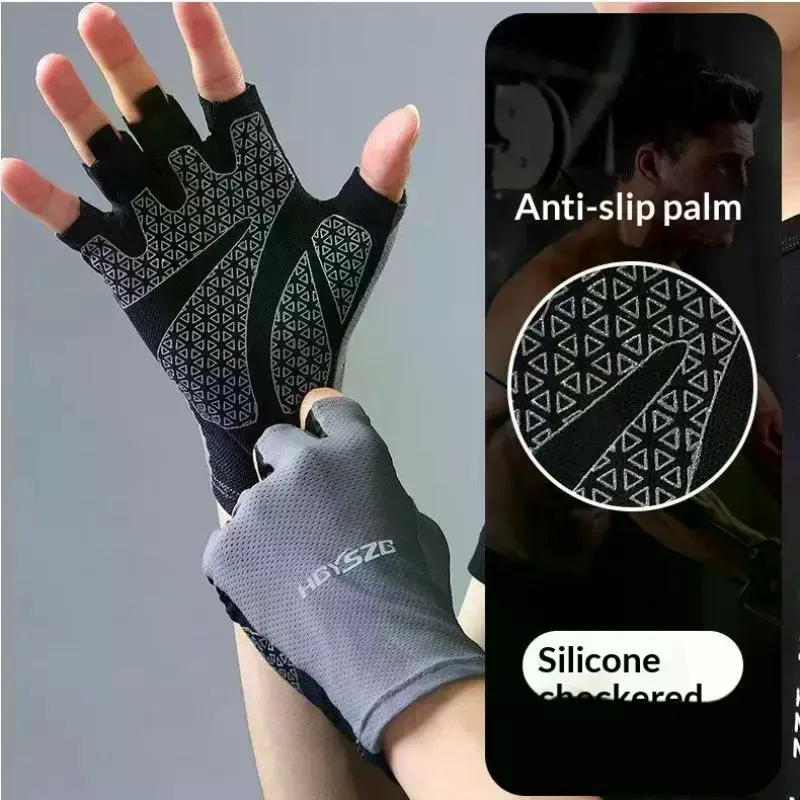 Half Finger Cycling Gloves Men Women Anti Slip Shock Breathable Summer Bicycle Fingerless Sports Gym Training Bike