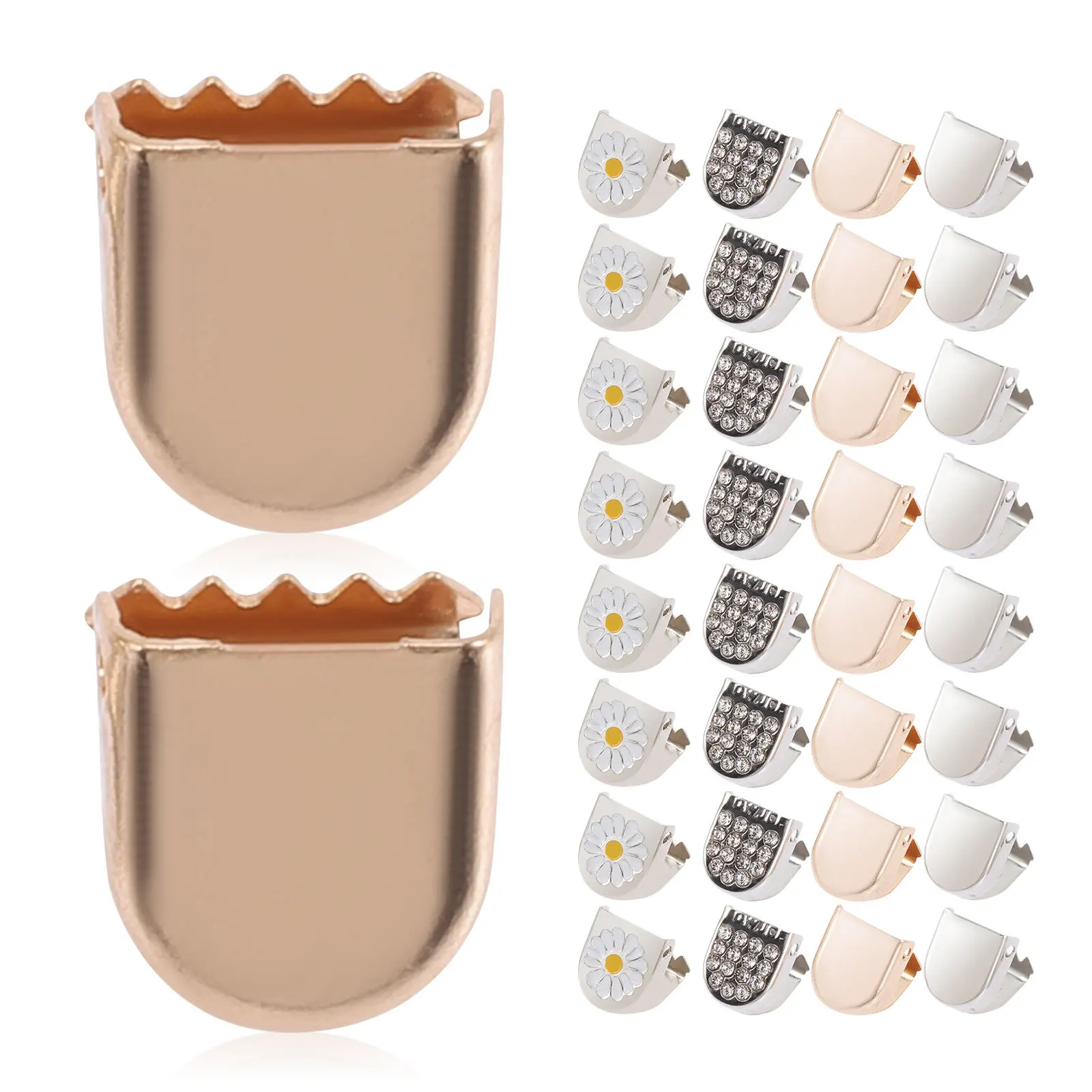 

32pcs No-Tie Shoelace Clips Daisy Flower Shoe Lace End Locks For Arthritis Durable Iron Fasteners Sneaker Lace Clip Sport Shoes