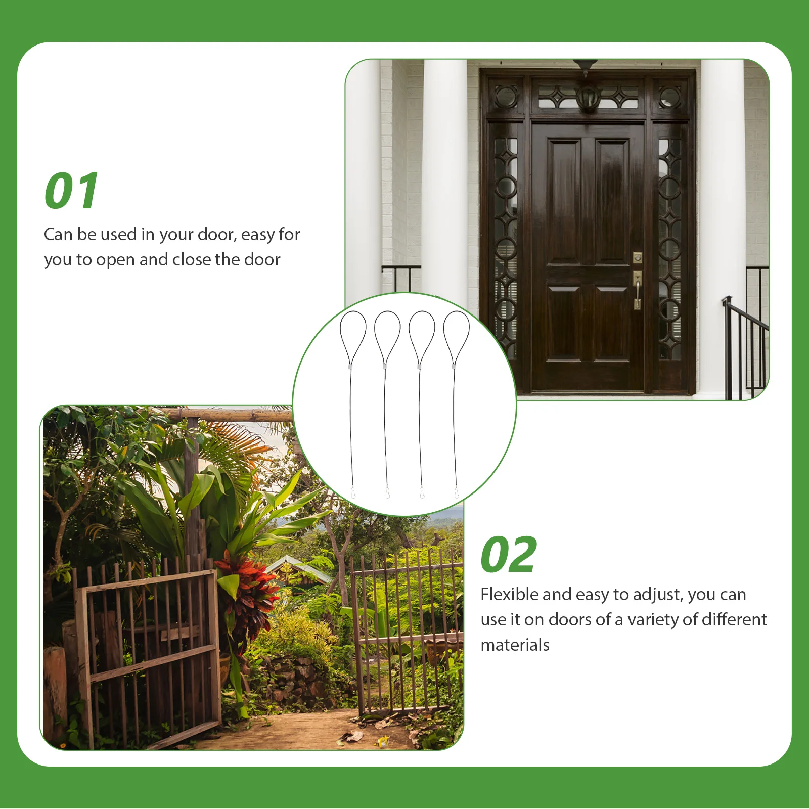 

4pcs Stainless Steel Cables Adjustable For Metal Wooden Fences Backyard Garden Gates Fence Wood Fence Latch Opener Gate Pull