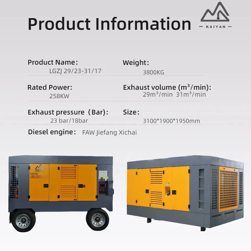 Customized 2923 Air Motor Air Pump 23bar/18bar 258KW Diesel Engine Air Compressor for Water Well Drill Screw Rig