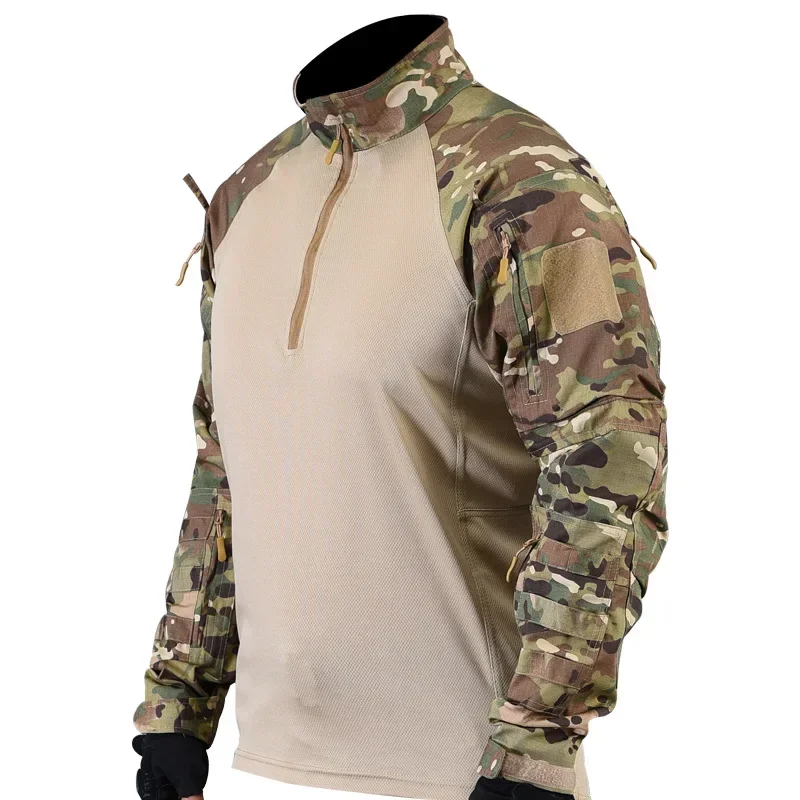 Tactical Frog Shirt Men Quick Dry Long Sleeve Camo Uniform for Airsoft CS Training Outdoor Hiking Hunting Workwear