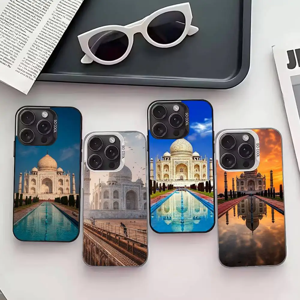 

T-Taj Mahal India Mausoleum Phone Case For iPhone 17,16,15,14,13,12,11 Plus,Pro Max,XS,Colored silver phone case
