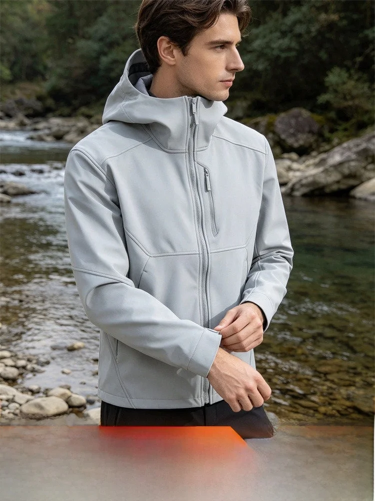 Outdoor Softshell Jacket 3D Tailoring Waterproof Windproof Warm Fleece Composite Autumn Winter Unisex Hooded Standard Fit Jacket