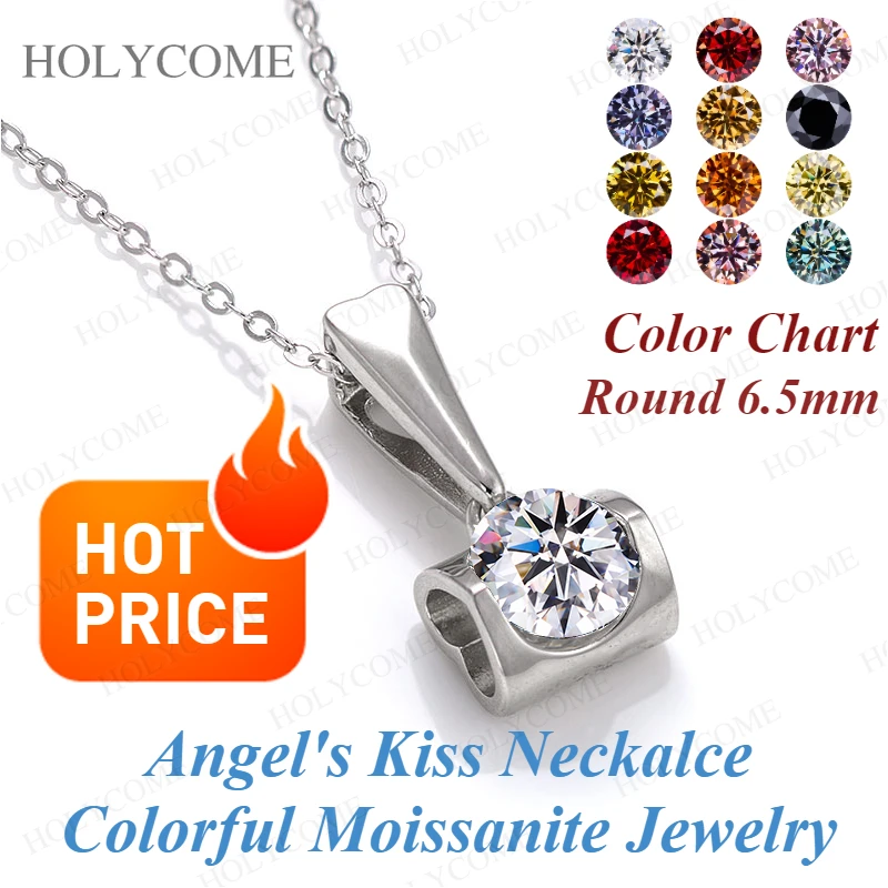 

【Красочные】круглые 6,5 мм муассанитовые подвески с подвеской в виде поцелуя ангела, подвески VVS1, высокое качество для девочек, вечерние подарки на день рождения, свадьбу