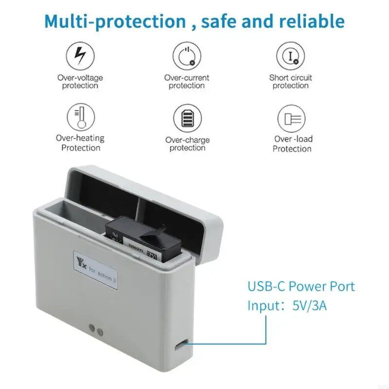 Y5H Battery Adapter Quick for OSMO Action 3 2Batteries