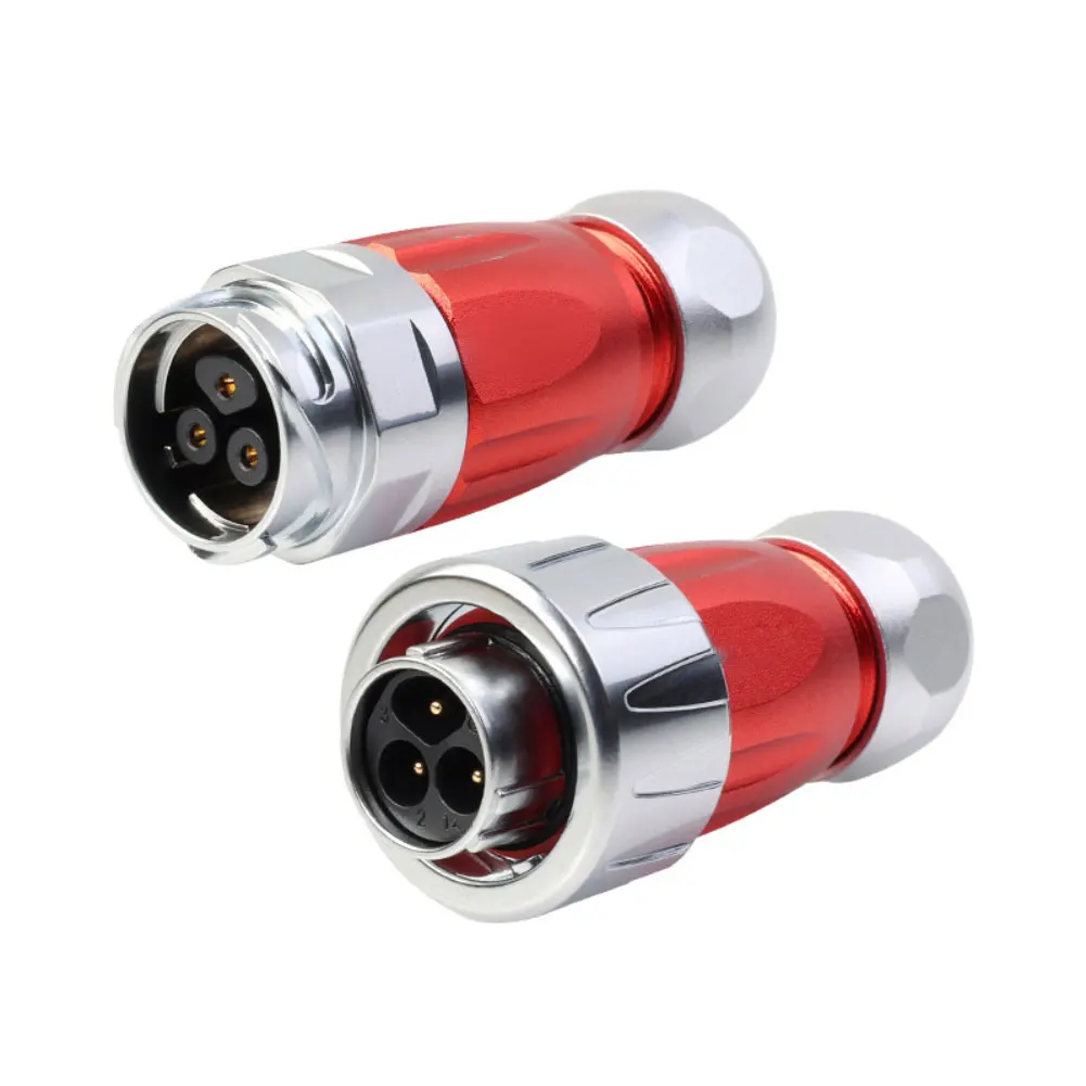 2-Pack DH16 Three-Pin Connector Set - Waterproof IP68 Alloy Housing For Outdoor Machinery Soldering Metal Power Connectors