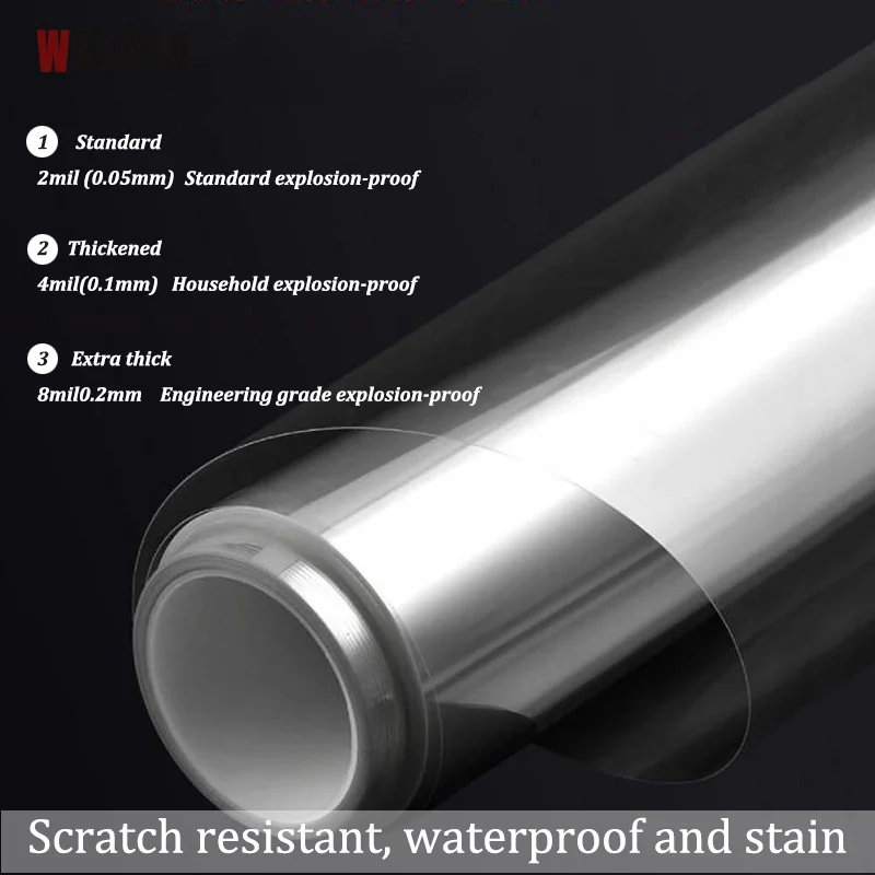 Clear Window Security Film Anti Shatter Glass Film Safety Shatterproof Tempered Glass Protection Film for Home and Office